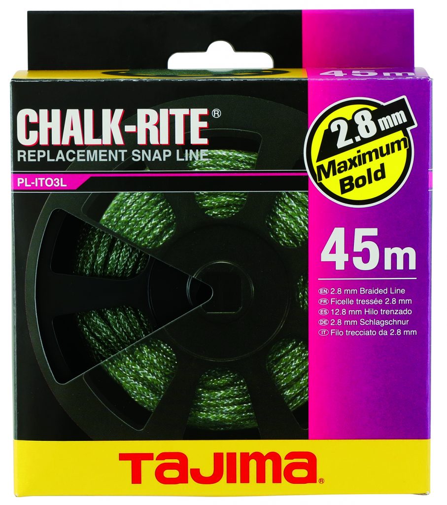 TAJIMA Chalk-Rite MINI Snap-Line – Ultra-Thin 0.5mm Chalk Box, Durable Aluminum Case, Collapsible Handle, CR802SFB